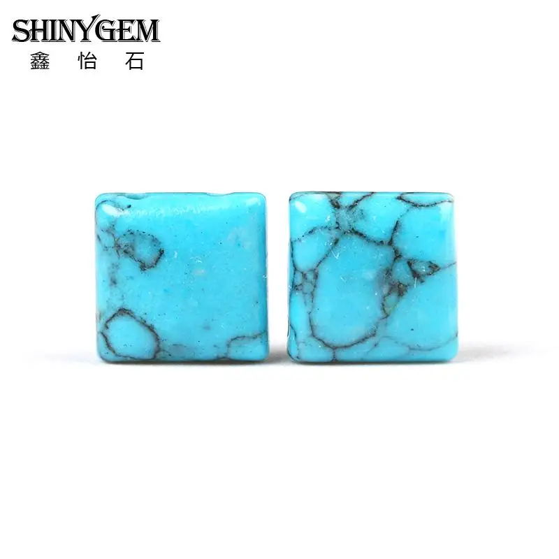 Небесно-голубой 20 Piece/Lot Stabilized Turquoises Beads Square Shaped Pendant Double Hole DIY Handmade Jewelry Materials Jewelry Making - Цвет: Небесно-голубой