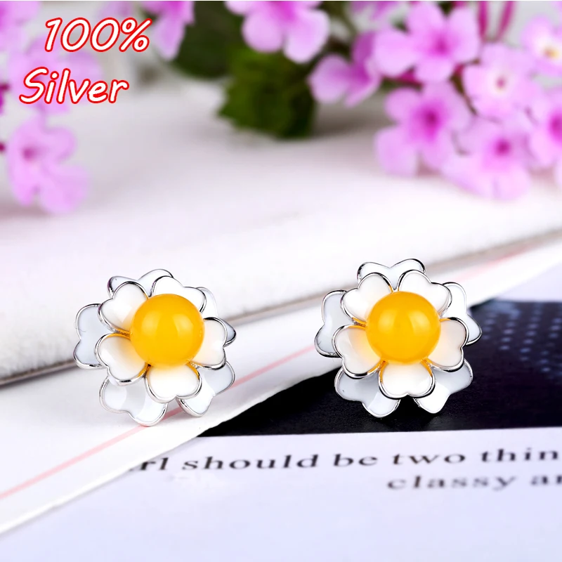 Женские серьги из серебра 100% пробы с кабошоном 6 8 мм|earrings 8mm|silver 925 beadssilver beads |