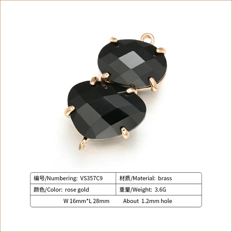 black ZHUKOU 16*28 мм Высокое качество Латунь кубического циркония Подвески-соединители DIY ювелирных изделий Модель: VS357 - Цвет: black