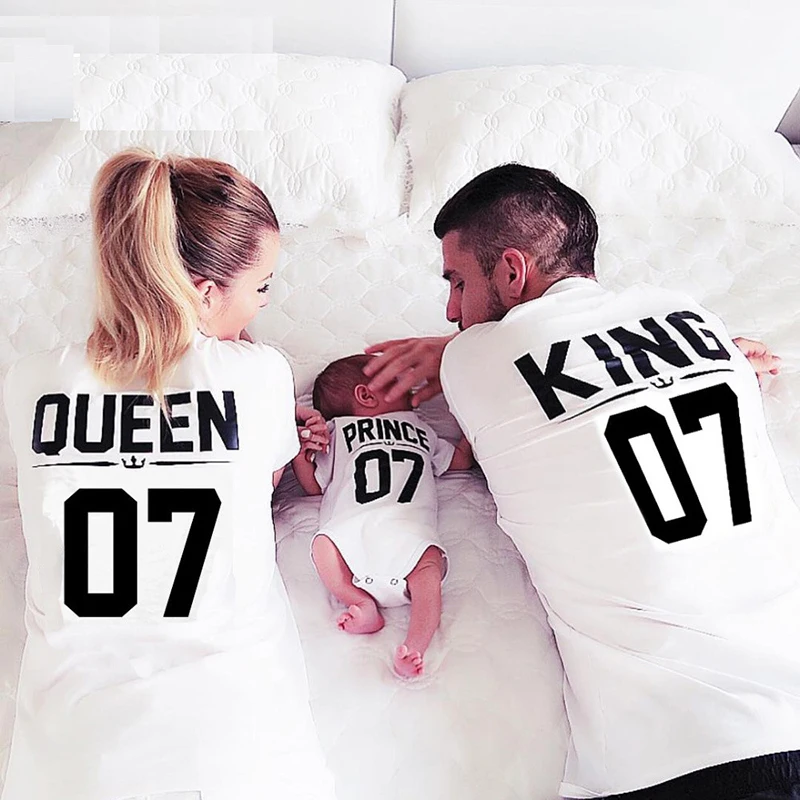Skuggnas свободного покроя KING QUEEN 07 письма печатаются парные футболки для взрослых и