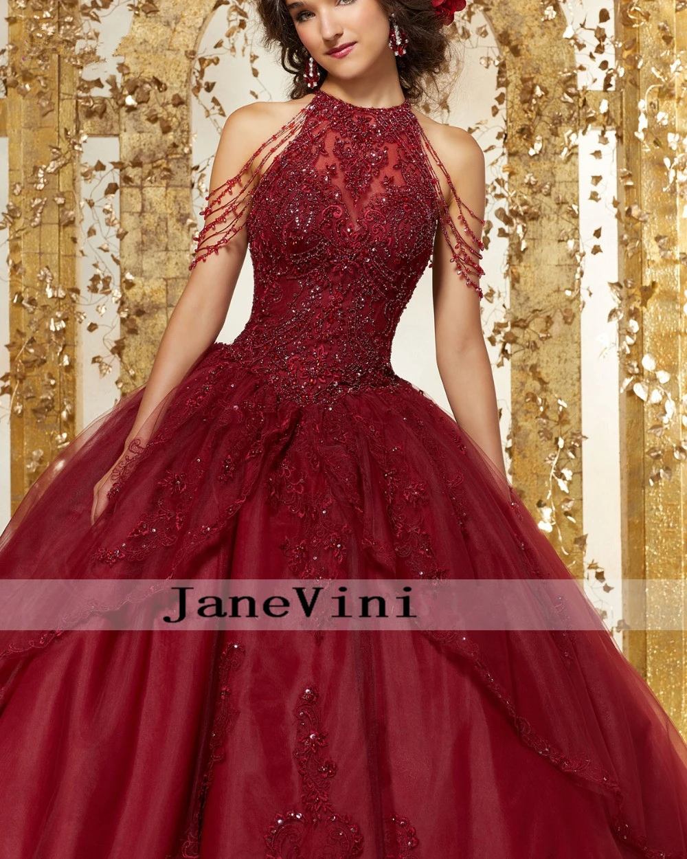 JaneVini Новое роскошное бальное платье Бальные платья 2019 Холтер аппликации бисером