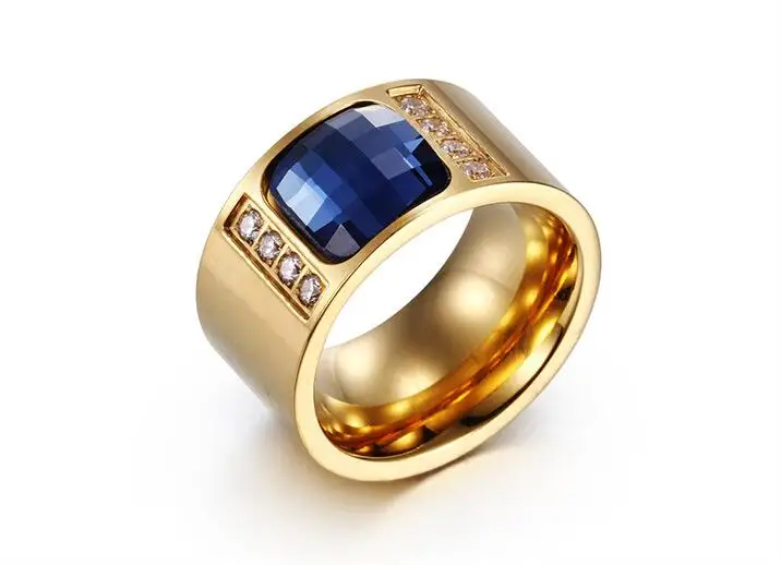 12 мм модное Золотое титановое кольцо из нержавеющей стали белого синего черного