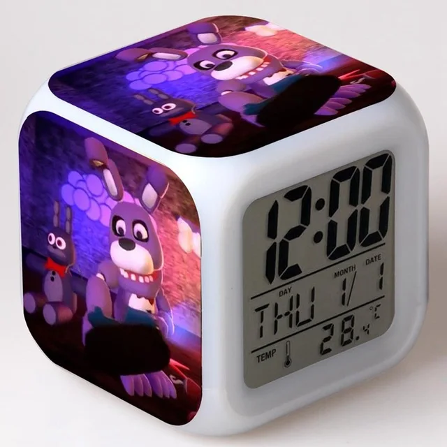 Бургундия Бонни и Чика Foxy world светодиодный 7 цветов вспышки часы световой цифровой будильник пять ночей у Фредди часы - Цвет: Бургундия