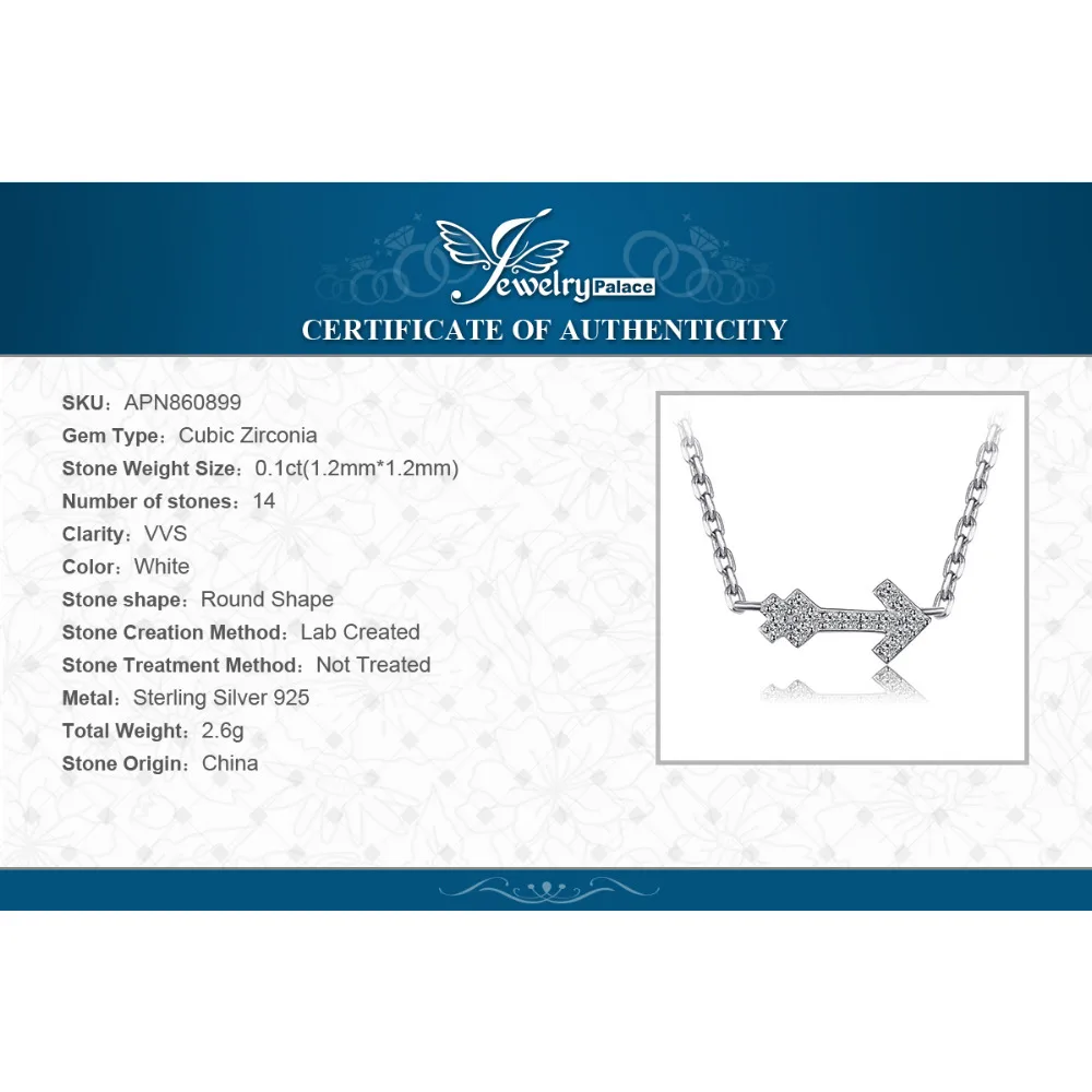 Jewelryдворца любовь стрелка круглое ожерелье чистое серебро 925 45 см ювелирные