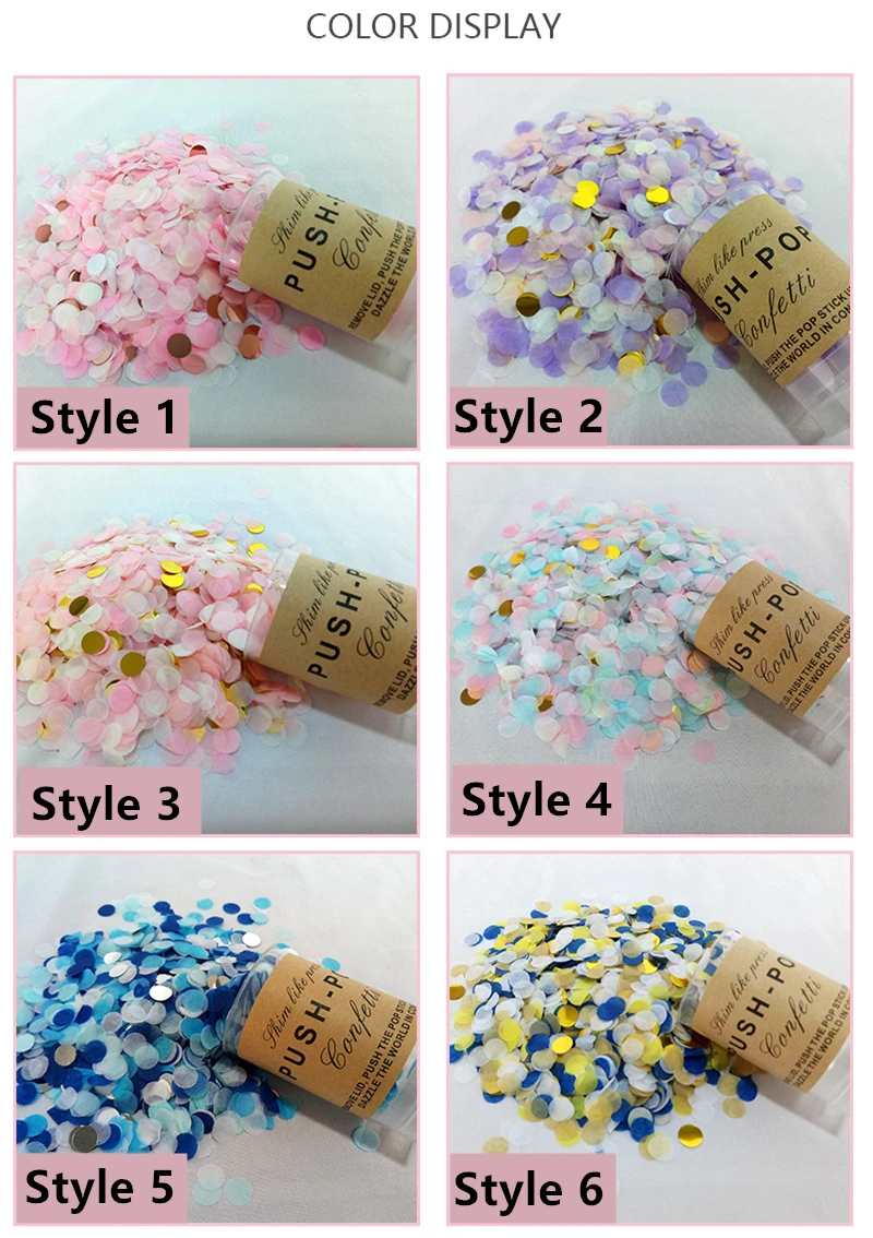 1 разноцветный Набор Push Pop конфетти Push Poppers украшение для свадебной вечеринки 1 см бумажные конфетти металлик С Днем Рождения Декор