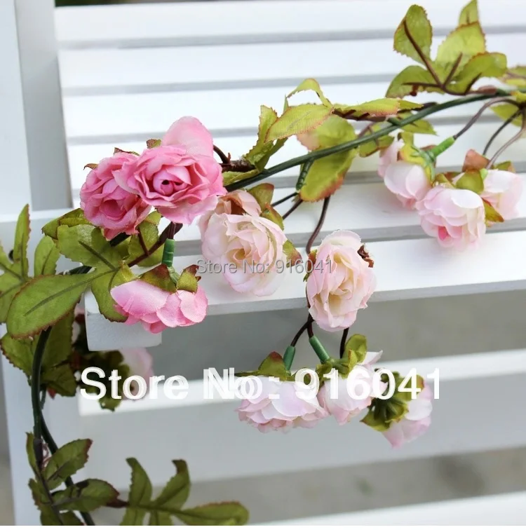 

Wholesale 50pcs -160CM Wall Mounted Rattan Stage Rose Vine Home Decoration Artificial Leaves Wedding Garden Free Shipping
