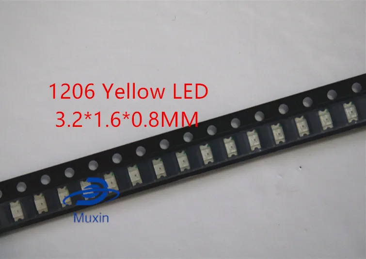 100 шт./лот 1206 Желтый SMD светодиодный Диод 3216 диоды супер яркий светодиод 3 2*1 6 мм