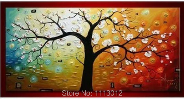 Ручная роспись современная абстрактная белая деревья картина маслом на холсте 1
