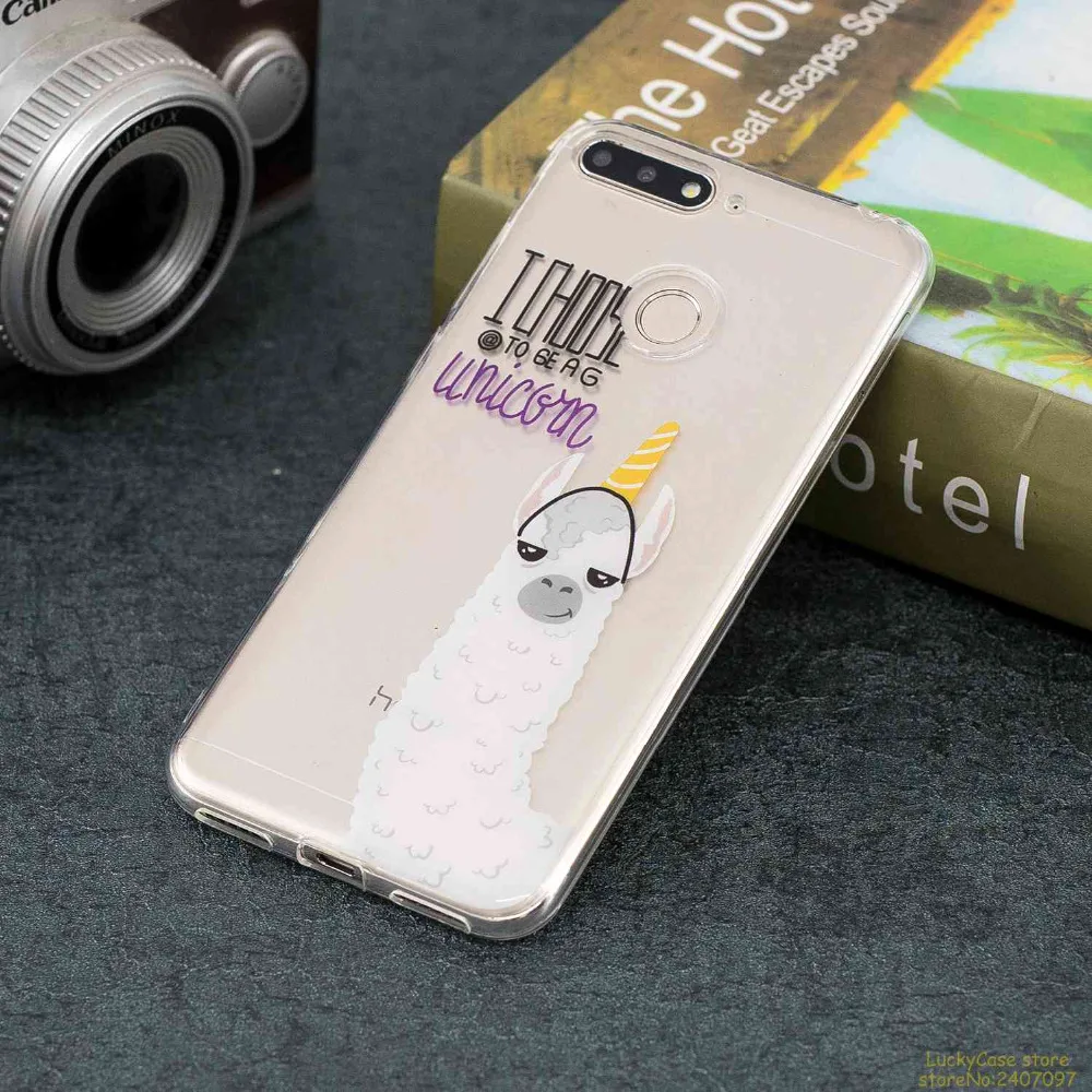 Luxury Soft Silicone TPU phone case For Huawei Y6 2018 cover lovely unicorn owl Donut Painted etui coque fundas | Мобильные телефоны