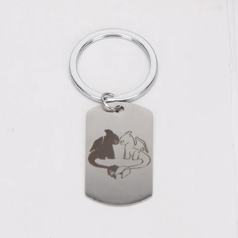 Stainless Keychain 1 12 шт./компл., футболка с изображением героев мультфильма «Как приручить дракона фигурки Беззубик, ночная фурия кошмар отвратительного пристеголов, Цепочки и ожерелья брелок игрушка из ПВХ - Цвет: Stainless Keychain 1