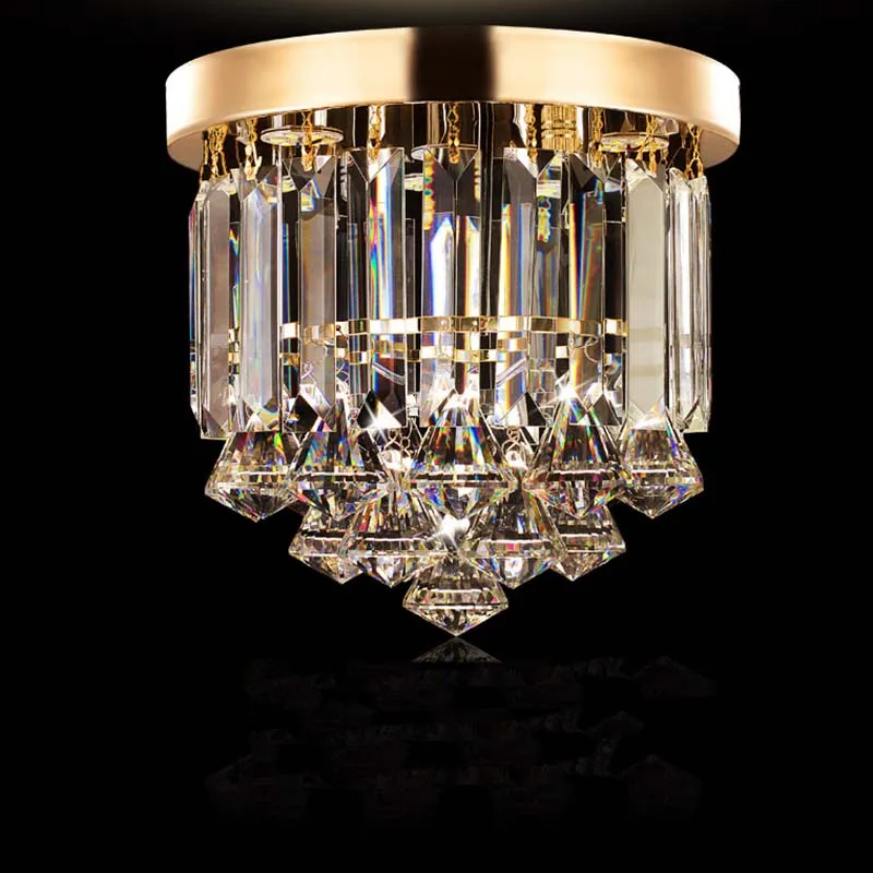 

Pendant light FREE led Bulb K9 Crystal Champagne OR Clear Crystal Metal Round design for Foyer bar hotel coffe shop