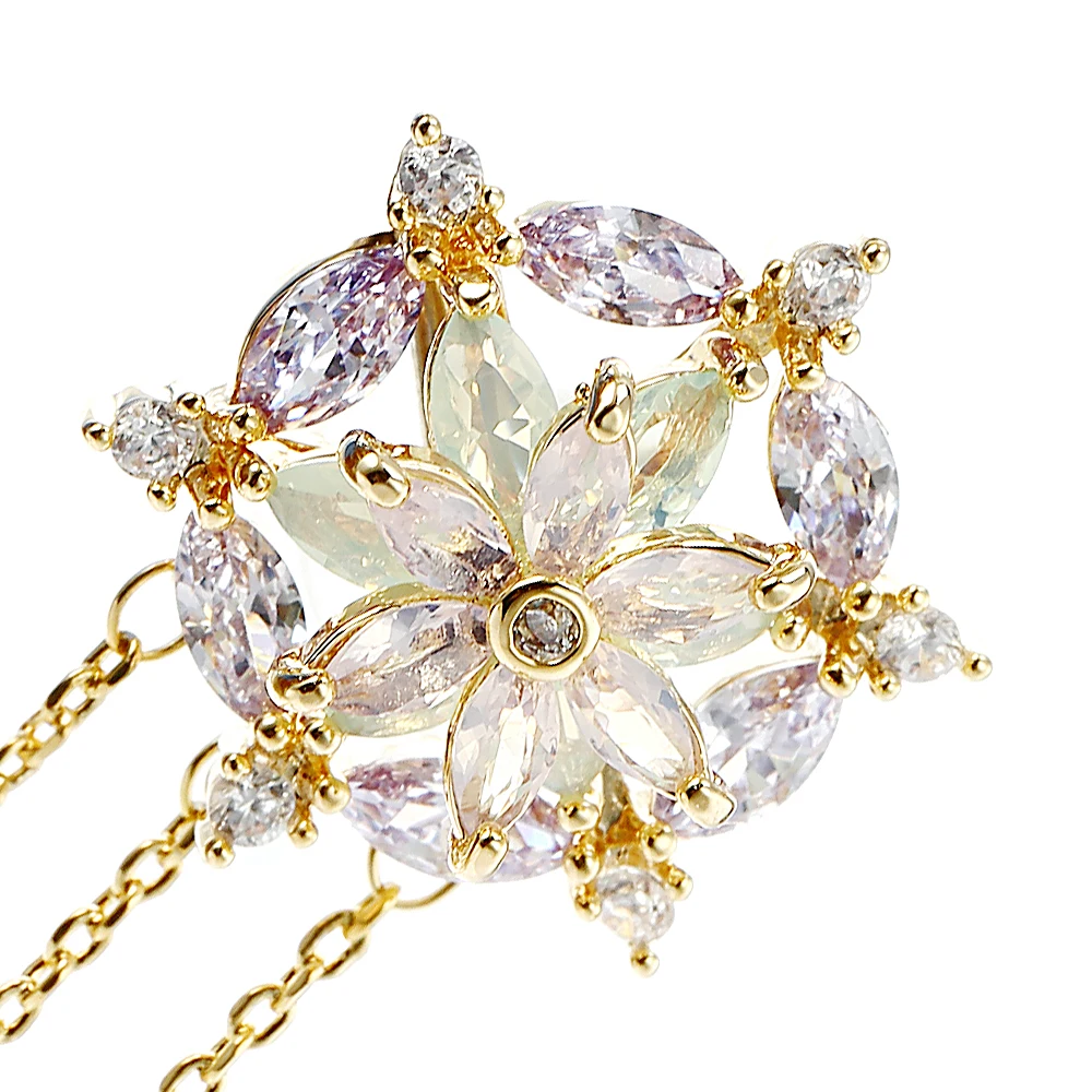 Long Chains Earrings for Office Ladies with Full AAA+ Cubic Zirconia Zircon Earring Flower Wedding Party Gift Female New Fashion | Украшения