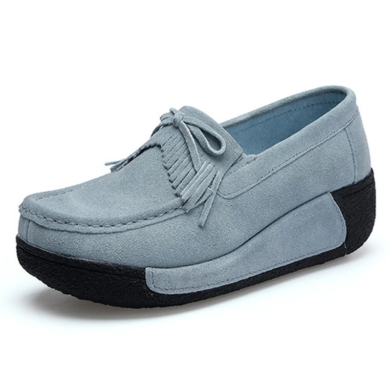 2019 обувь из искусственной замши на толстой резиновой подошве с бантом женские