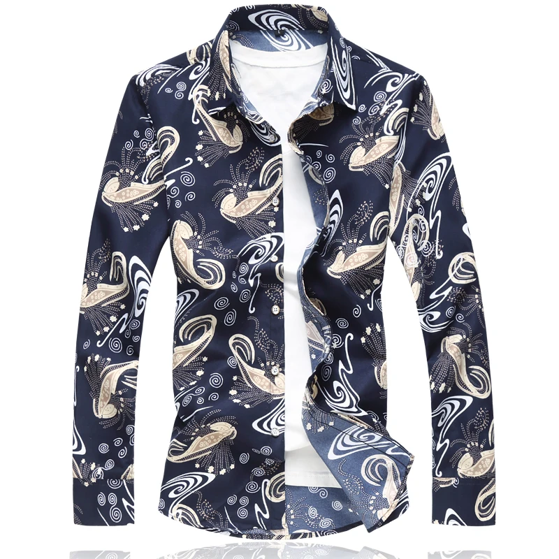 Молодежная мужская рубашка с принтом длинным рукавом 4 цвета на выбор модная