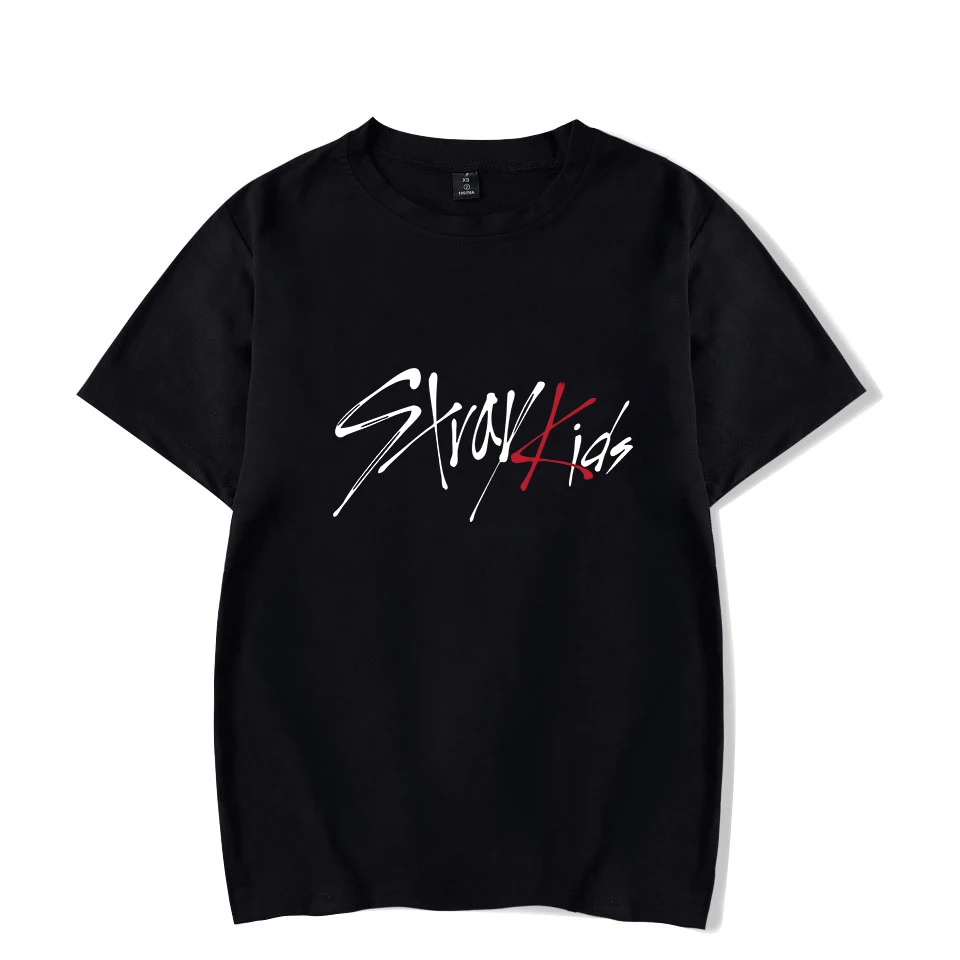Black VAGROVSY Kpop, футболка с надписью «Spray Kids Fans support», футболка с надписью «I am WHO Album», унисекс, летний топ с короткими рукавами в стиле хип-хоп - Цвет: Black