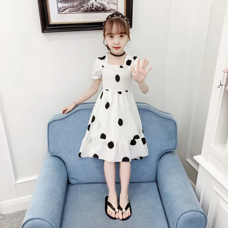 fashion dot teenage girl dress 2019 summer toddler baby girls vestidos elegant party and wedding 6 8 10 12 years | Детская одежда и