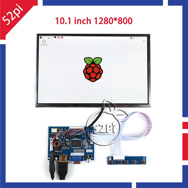 ЖК дисплей 52Pi 10 1 дюйма IPS 1280*800 монитор HDMI TFT экран плата драйвера + VGA 2AV для Raspberry Pi /