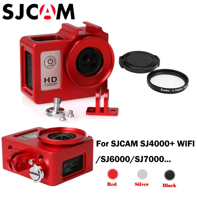 SJCAM SJ4000 frame Case Metal Alloy housing cage Shell + Len UV filter for sj4000 wifi sj7000 sj6000camera accessories | Электроника