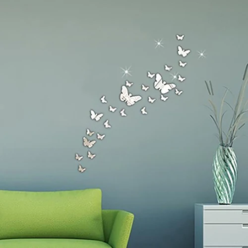 Домашний декор подарок Бабочка большие крылья зеркала Настенная Наклейка -