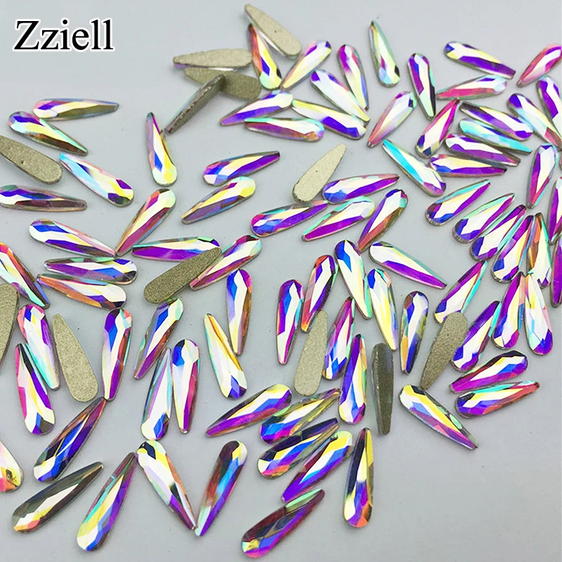 Zziell 10 шт Кристальные блестящие 3D Стразы для дизайна ногтей AB Красочные конские
