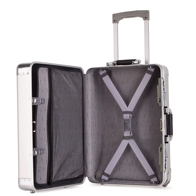 

Letrend New 100% Metal Rolling Luggage Men Business Document Bag Trolley 20 inch Boarding Box Suitcases Travel Bag Trunk