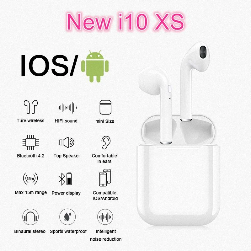 I10 XS наушники вкладыши TWS с Беспроводной Touch Bluetooth двойной V5.0 VS i10 tws для iphone xs xr samsung