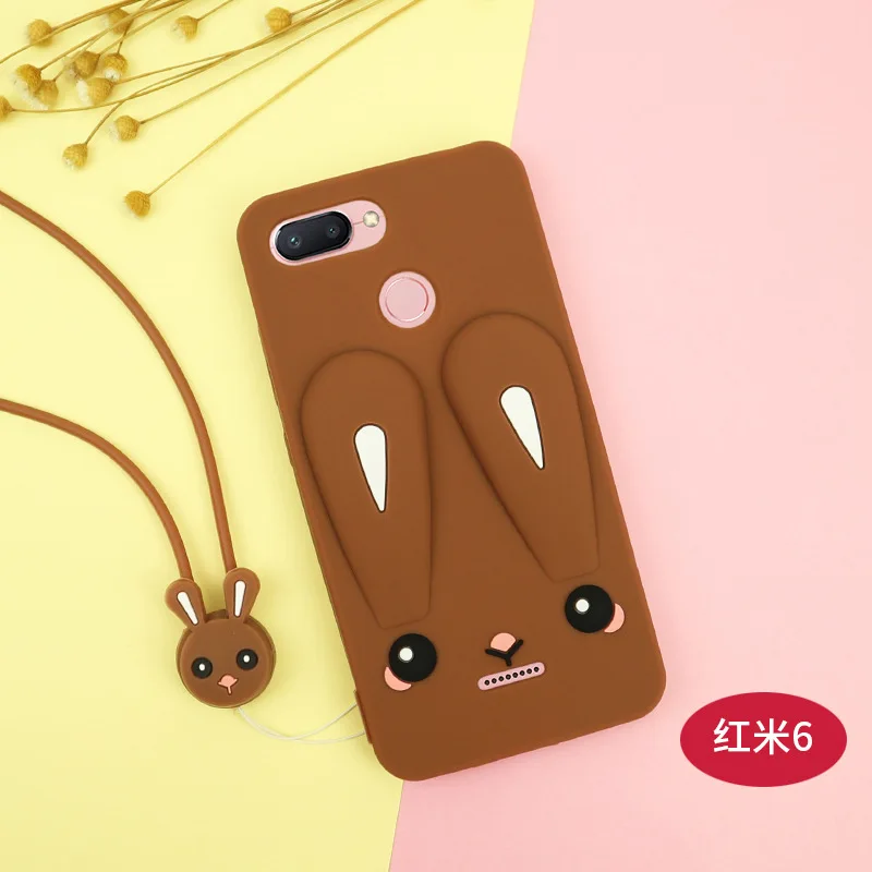 Мультяшный чехол сo шнуром для Xiaomi Redmi 6 6A 6 Pro чехол мягкий TPU силиконовый чехол-накладка Бампер Защитный ковер