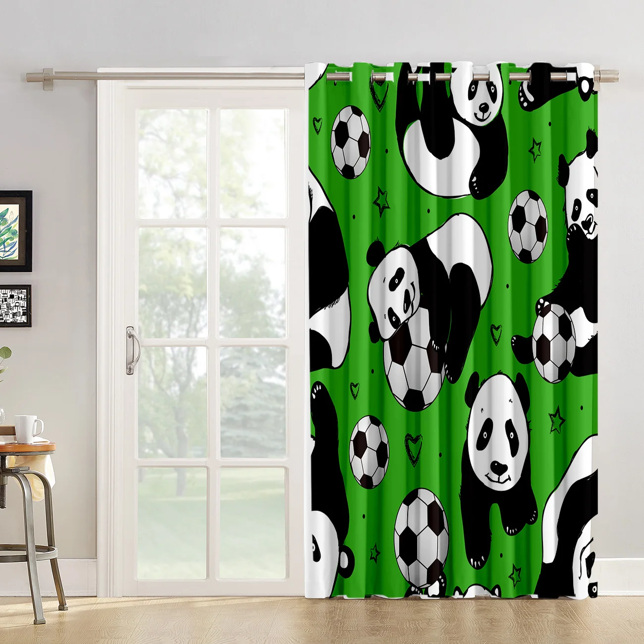Panda Background Green Asian Football Game 3D Window Curtains for Living Room Bedroom Kitchen Cortinas Para Sala De Estar | Дом и сад