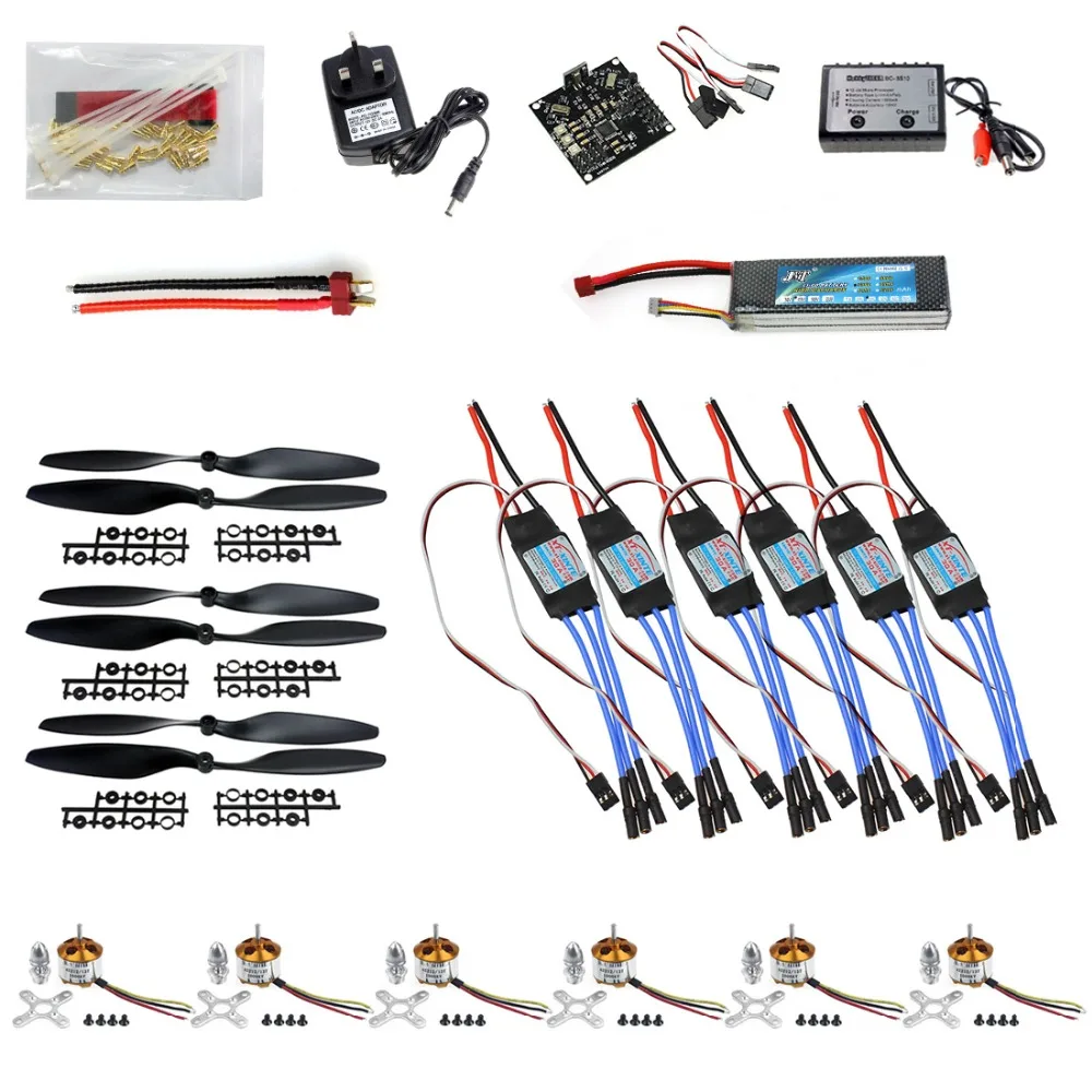 

RC HexaCopter Parts: KK Multicopter V2.3 Hex-Rotor Flight Controller 30A ESC A2212 Motor Battery Propellers F05114-E