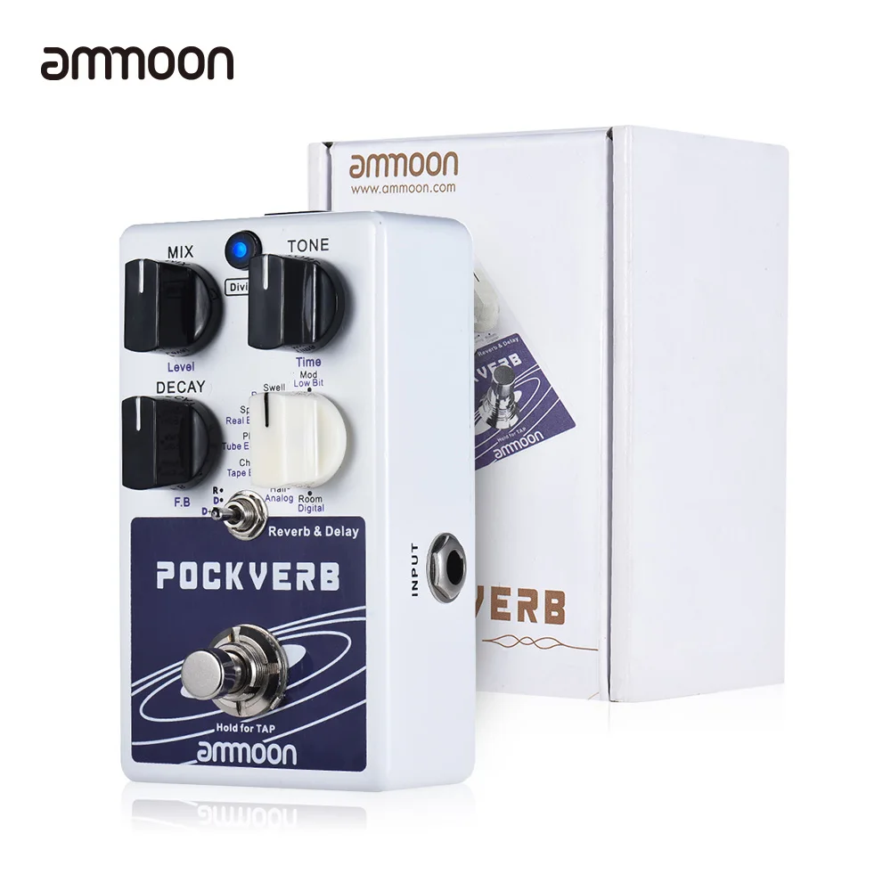 Высококачественная педаль для гитарных эффектов ammoon 7 реверберации с функцией Tap