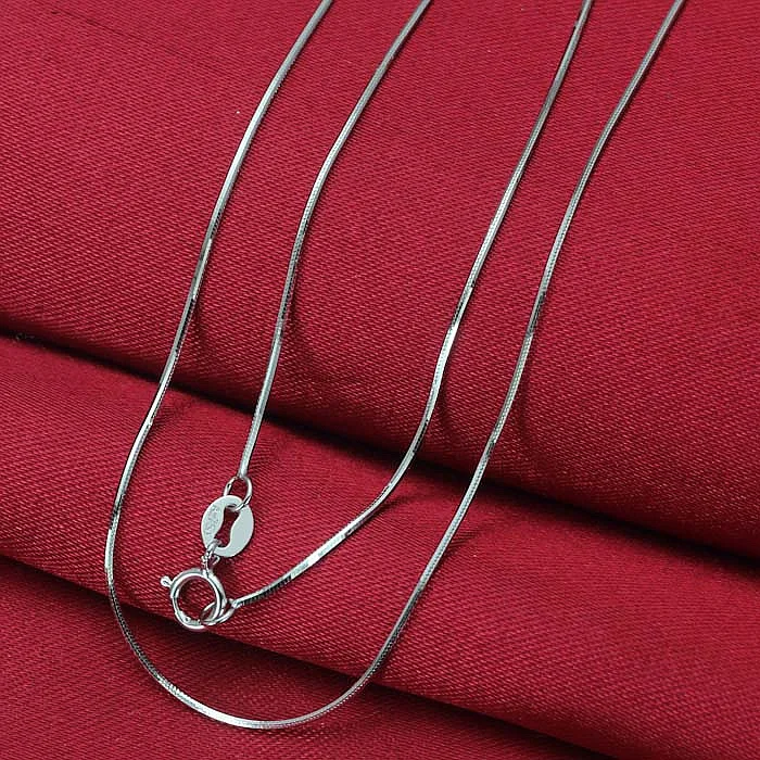 

Pure 18K White Gold Necklace 0.6mmW Snake 16"L 1.2-1.6g
