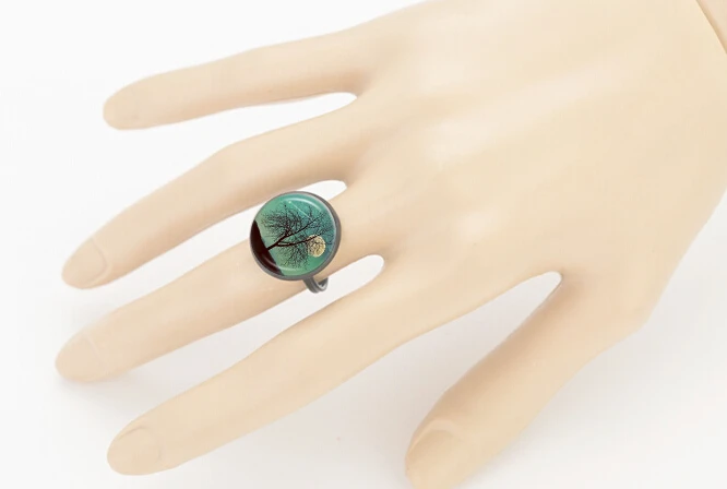 Винтажные стеклянные кольца с кабошоном Tree Life подарочное регулируемое кольцо