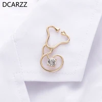 2019 crystals stethoscope heart pin rose gold metal badge brooches medical jewelry gift for doctornurses funny pins wholesale