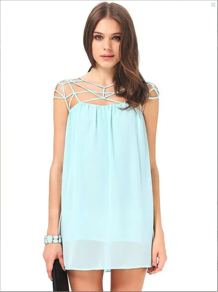 2018 Новое поступление Летнее выдолбленные Дизайн пикантные шифоновое платье мини