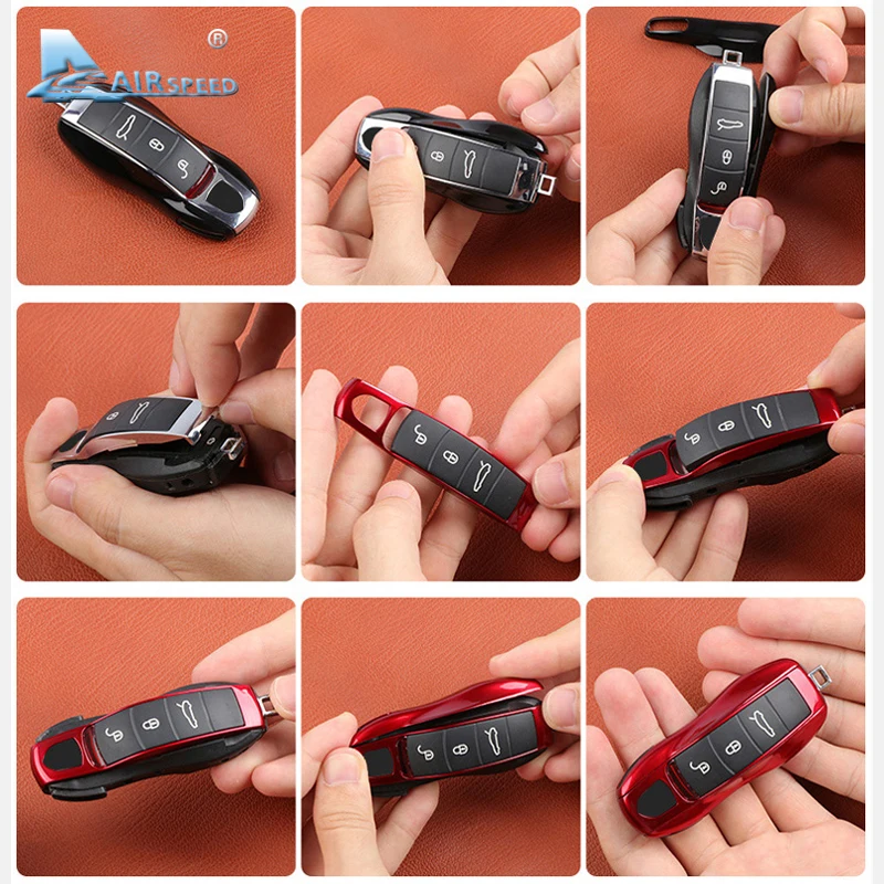 

Airspeed Car Key Case Key Cover Shell for Porsche Panamera Macan Cayenne Carrera Boxster Cayman 911 970 981 991 918 Accessoires