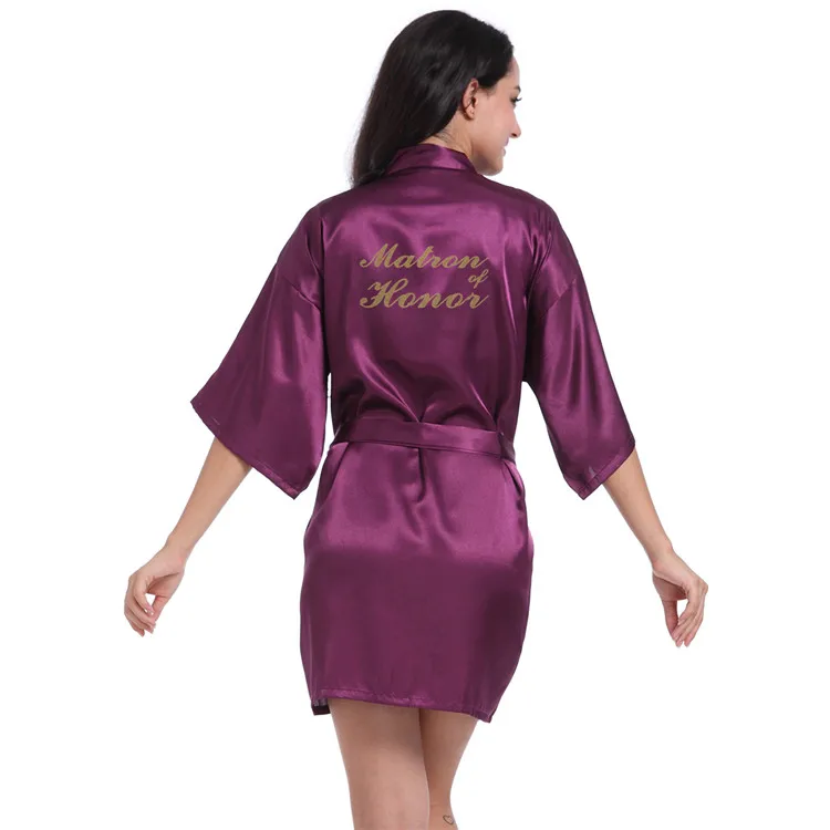 Matron of Honor purp Женский халат с буквенным принтом, для невесты, подружки невесты, для матери невесты, для подружки невесты, для невесты, вечерние платья - Цвет: Matron of Honor purp