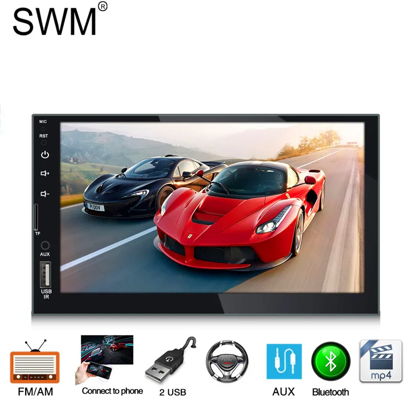 Car Radio Only 7080B 2 Din Радио стерео радио Coche Bluetooth мультимедийный плеер Зеркало Ссылка изображение заднего вида Estereo De Авто Con Pantall - Цвет: Car Radio Only