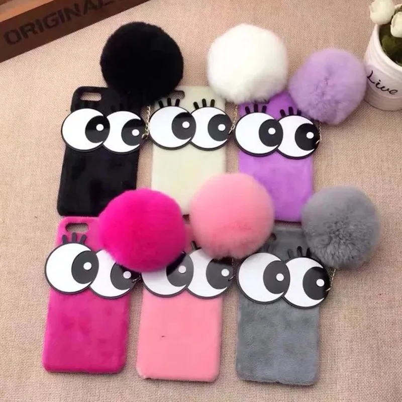 Для iPhone 6 Case Luxury Симпатичный Мультфильм Вязать Глаз Бал Теплый Плюшевый Мех