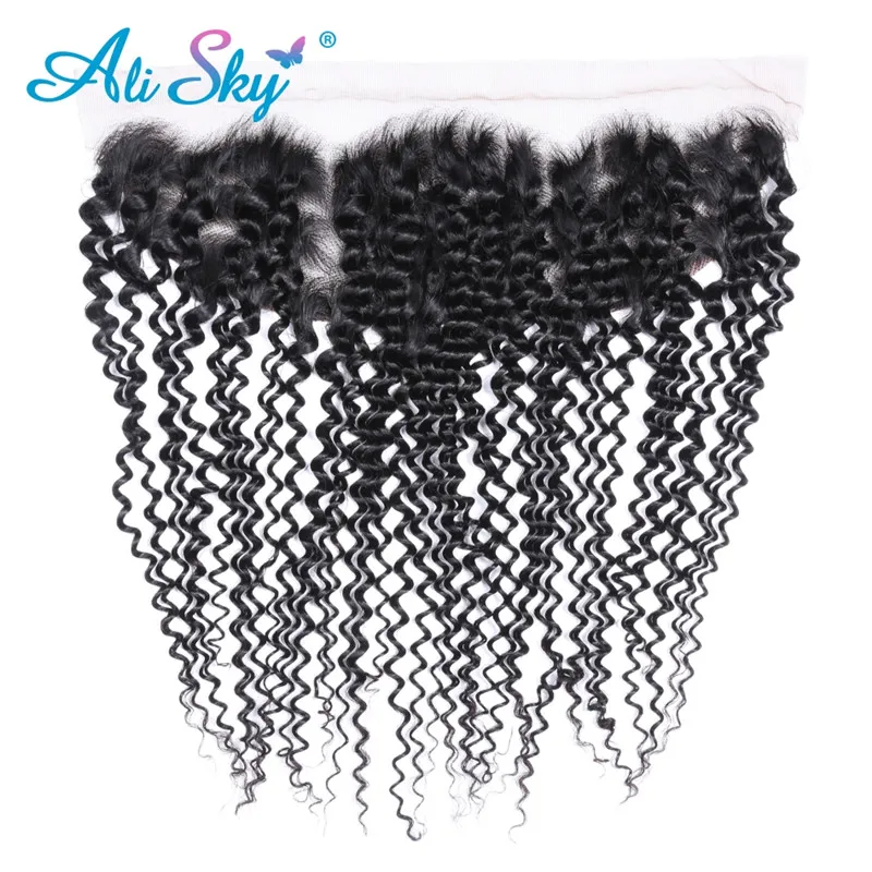 Alisky волосы бразильские волосы remy кудрявые вьющиеся 4 пряди с фронтальным закрытием шнурка 13*4 предварительно выщипанные с детскими волосами натуральные волосы