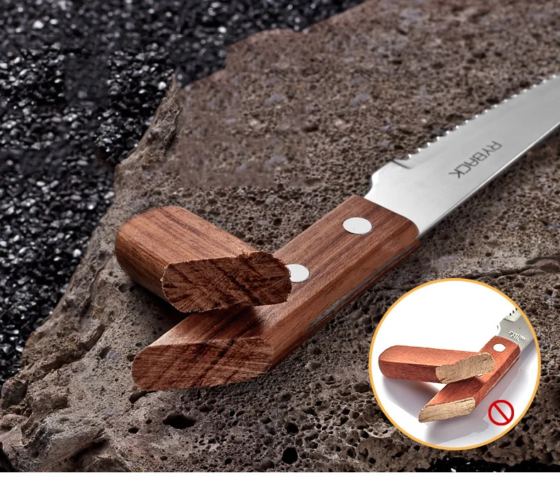 Западный стиль деревянная ручка стейк вилка набор столовых приборов из