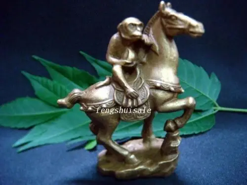 

FENGSHUI BRASS MONKEY WITH PEACH ATOP HORSE FOR CAREER M1221