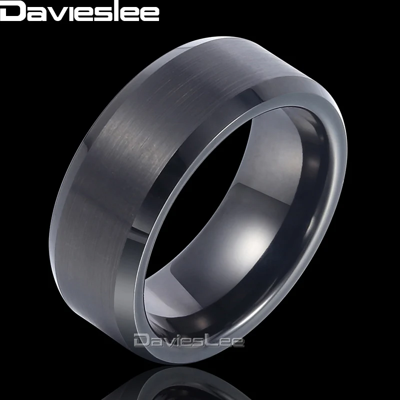 Мужские обручальные кольца Davieslee матовое покрытие из карбида вольфрама черное
