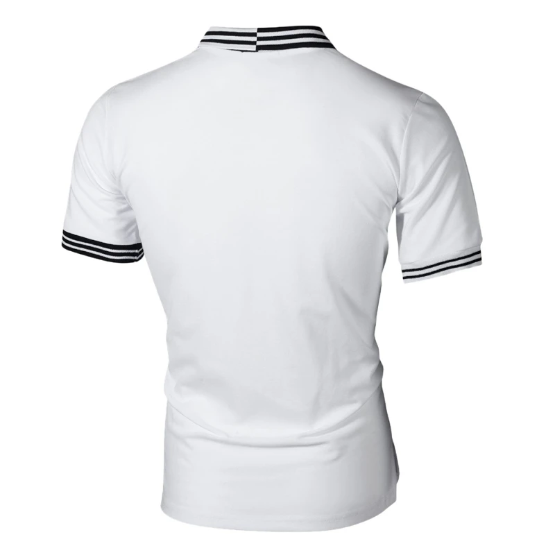

Men Polo Shirt Men Business & Casual Pactwork Male Polo Shirt Gray White Short Sleeve Breathable Shirt Men Plus Size H8