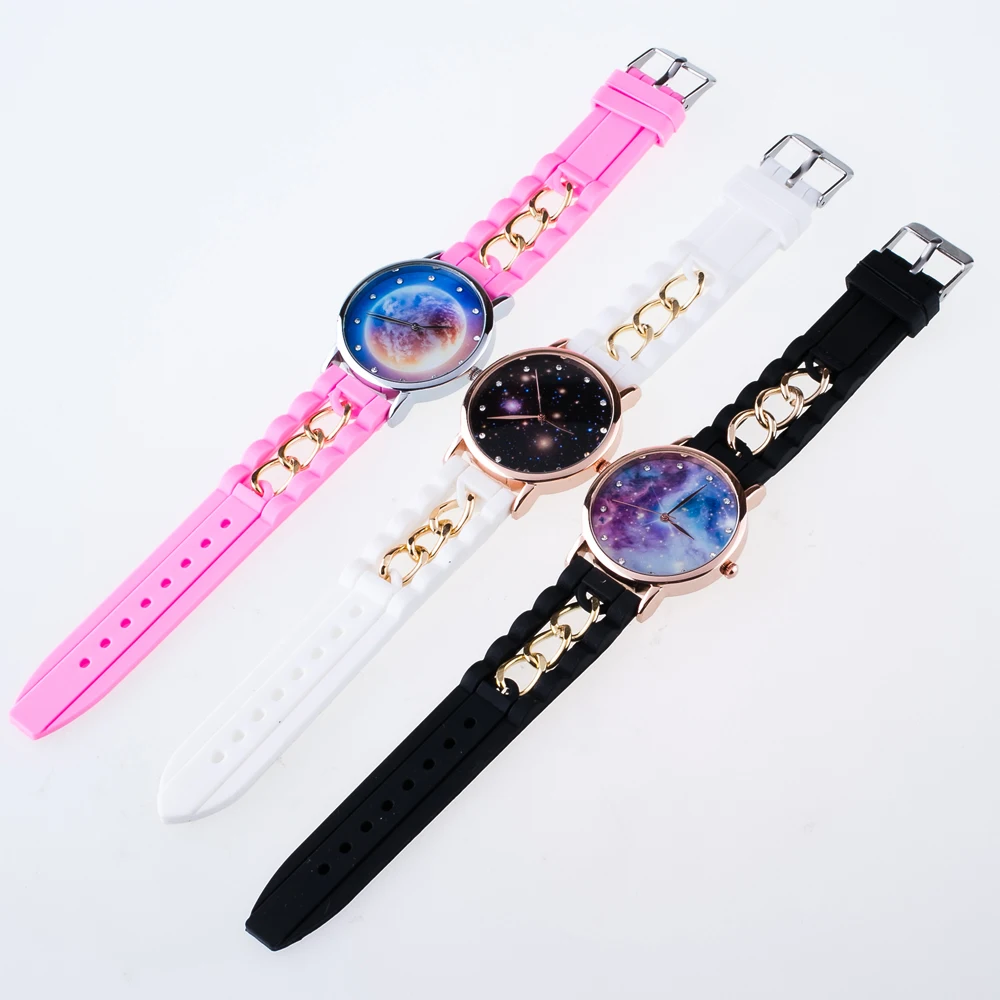 Модные брендовые женские часы для отдыха небесные с круговым циферблатом