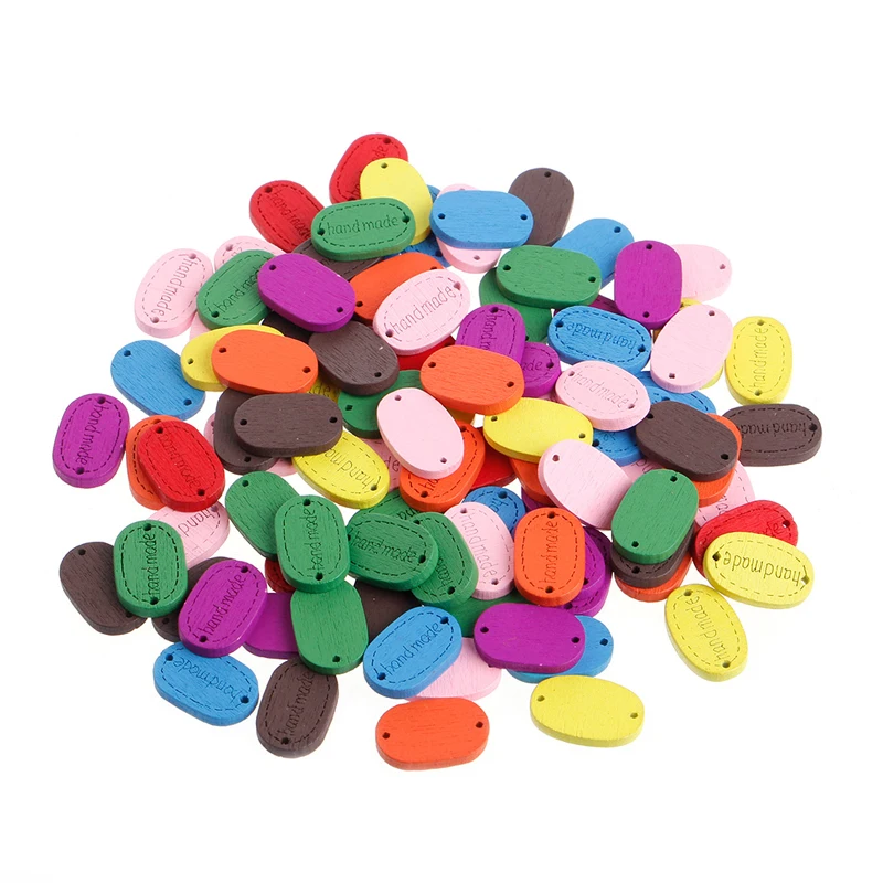 100 шт./упак. 2 отверстия деревянные пуговицы ручной работы логотип шитье