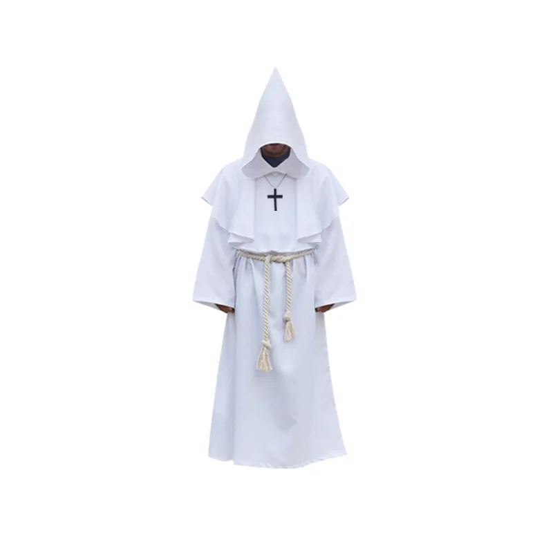 7 цветов средневековый монах костюмы для косплея волшебник с капюшоном халат Friar