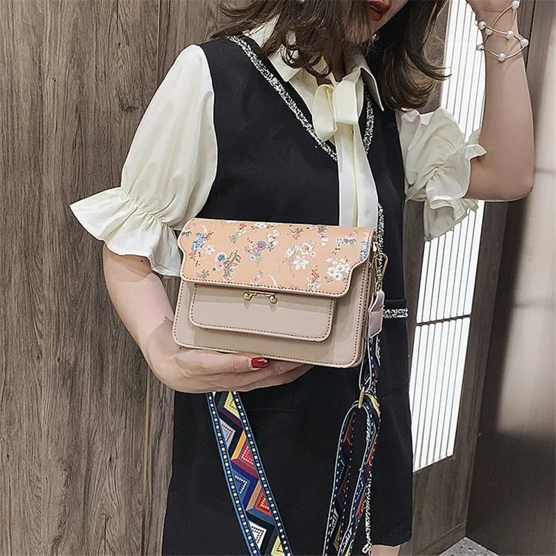 New Embroidery Flower Wide Strap Shoulder Messenger Bags Fashion Casual Women Purse and Handbags Crossbody for | Багаж и сумки