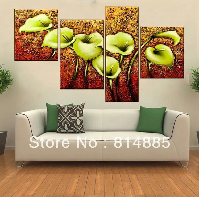 The Green Calla Lily Top Quality Oversized Handmade Modern Abstract Oil Painting Canvas Wall Art Home Decoration JYJ018 |