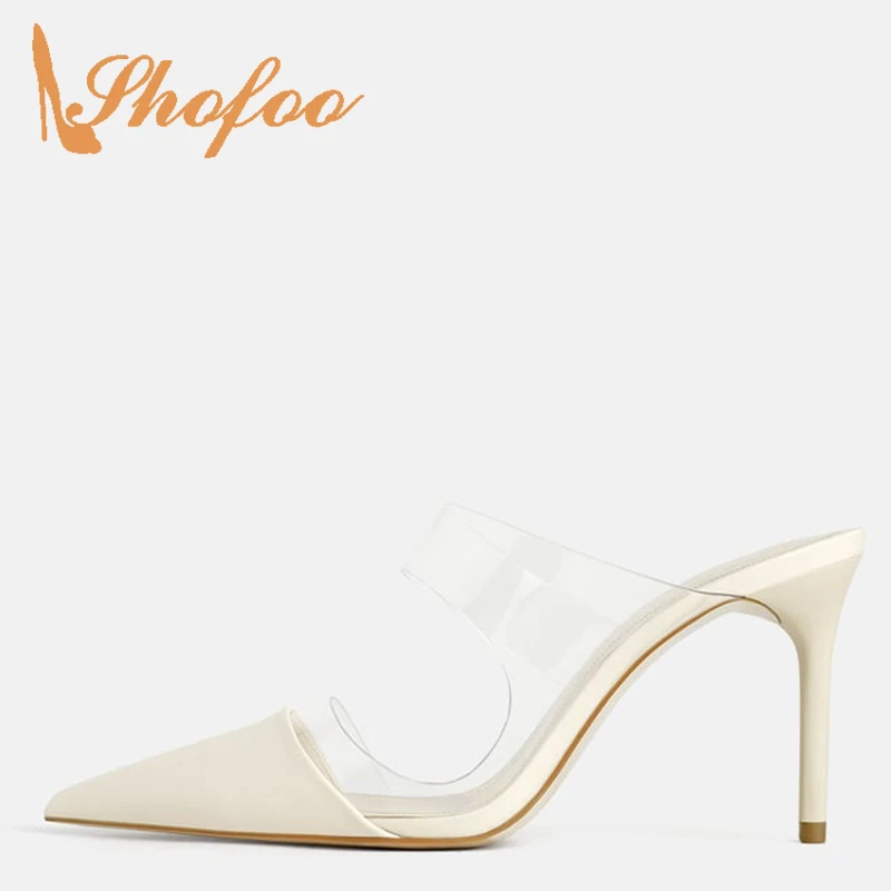 

Wihte Purple PVC High Stilettos Sandals Woman Thin Heels Pointy Toe Large Size 11 15 For Ladies Summer Shoes Fashion Mature 2021