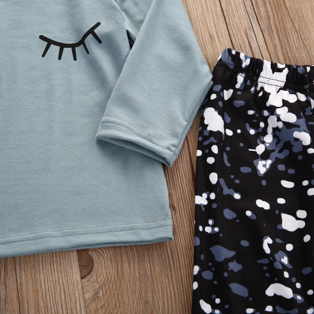 Осенняя одежда для маленьких девочек футболка Топы + штаны комплект из 2